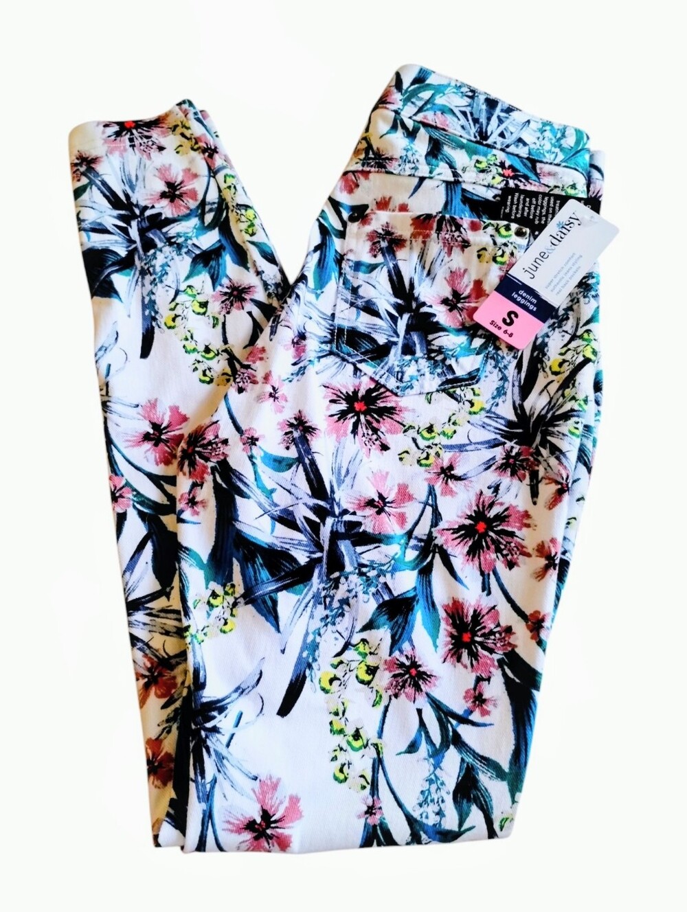 NWT June & Daisy Havana  Floral Print Mult Colored Denim Leggings